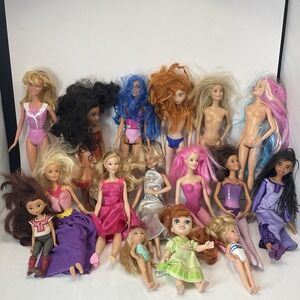 Barbie and Disney/Mattel Lot of 16 Fashion Dolls With Clothing & Nude